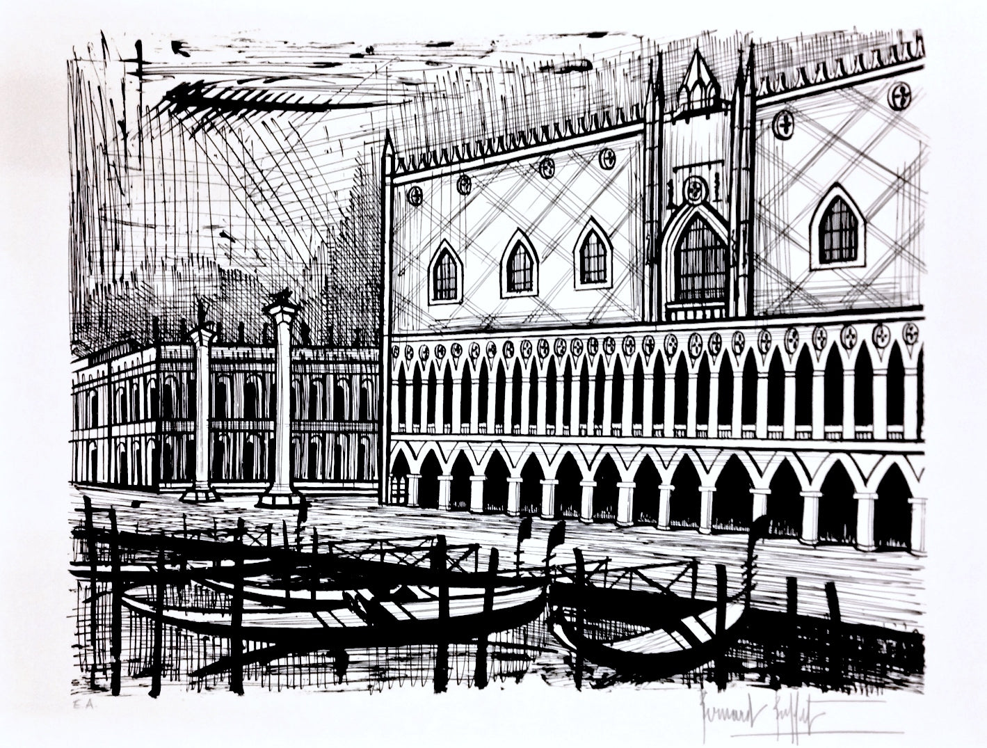 Le Palais des Doges (B&W) - Venise by Bernard Buffet, 1986