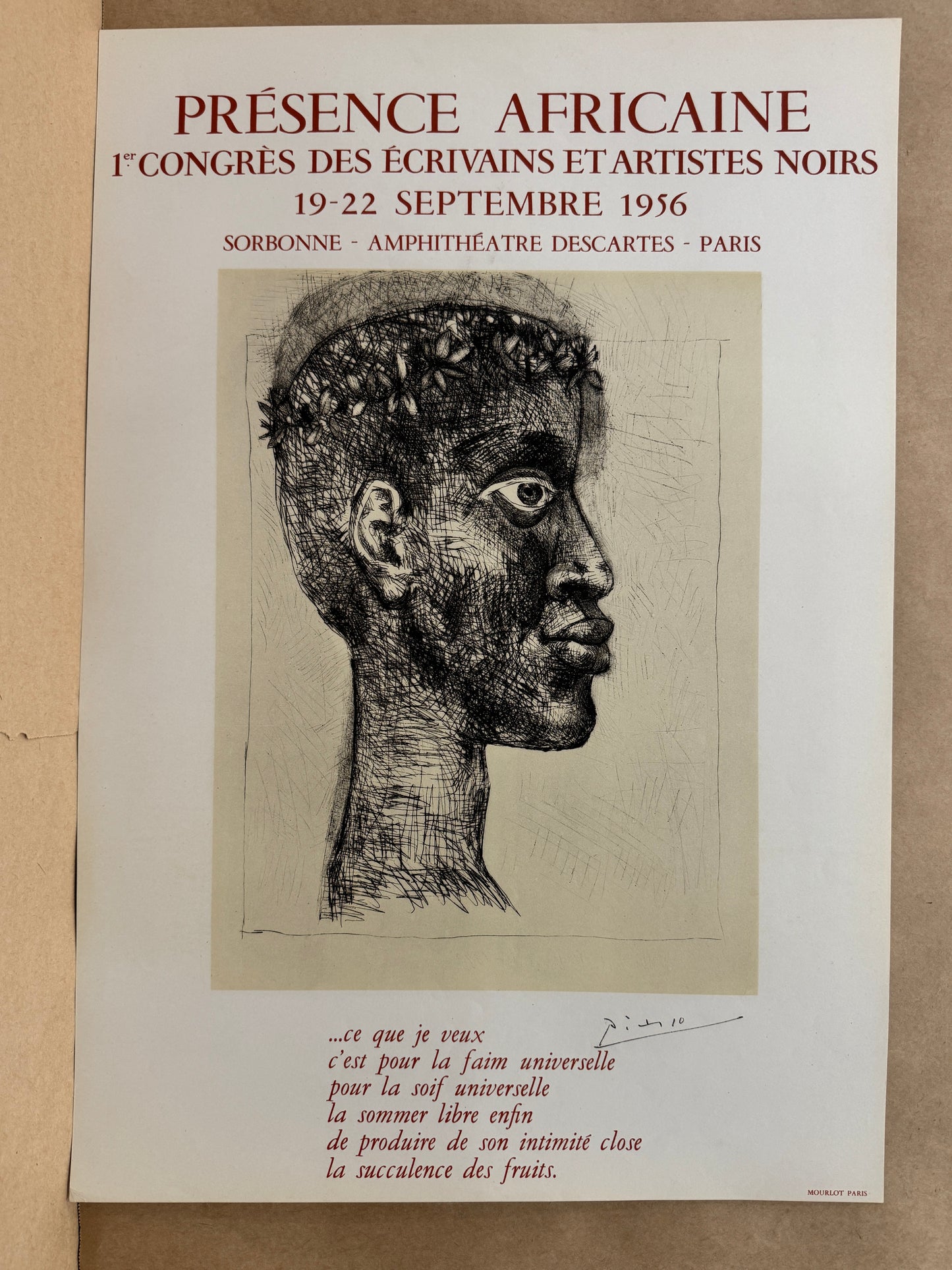 Portrait d' Aimé Césaire - Presence Africaine (after) Pablo Picasso, 1956