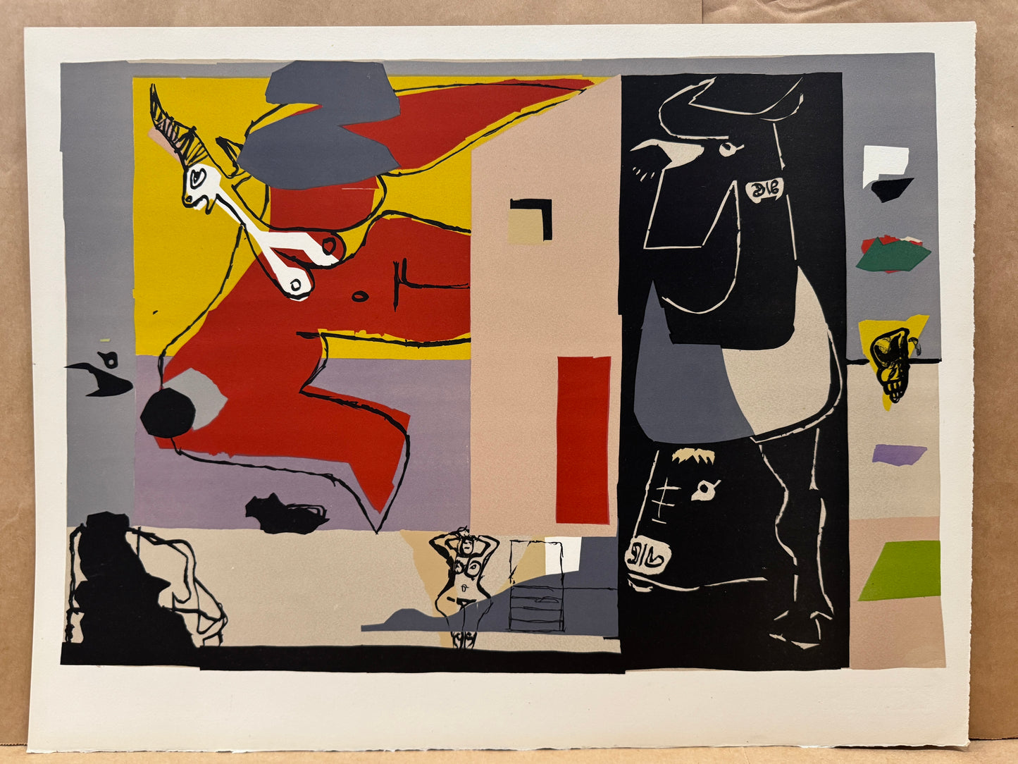 Femme Unicorne et taureau noir (licorne ailée) by Le Corbusier