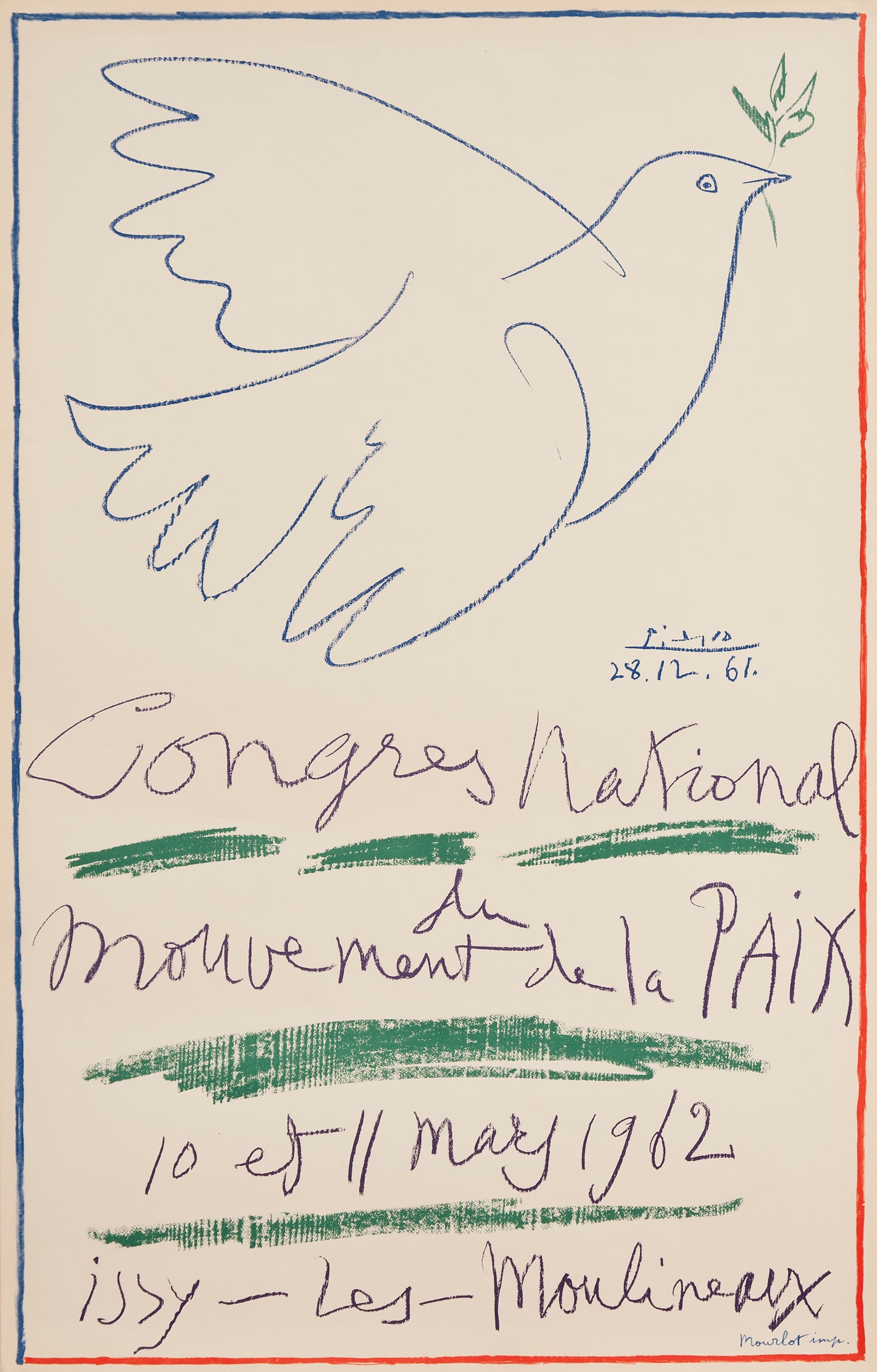 Congres National du Mouvement de la Paix - Issy-les-Moulineaux (after) Pablo Picasso, 1962