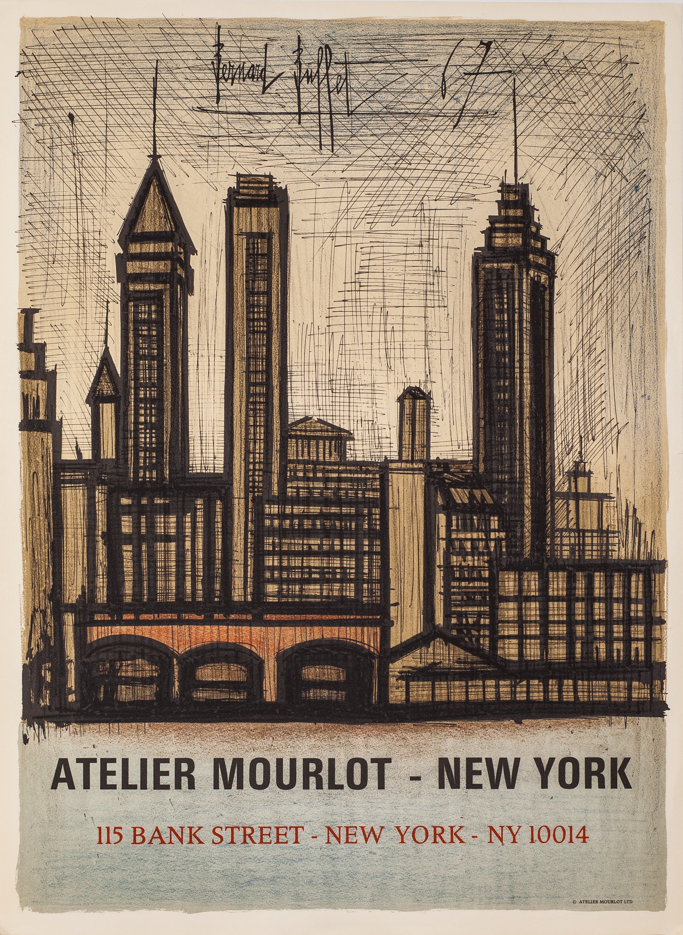Atelier Mourlot - Bank Street, New York by Bernard Buffet, 1967
