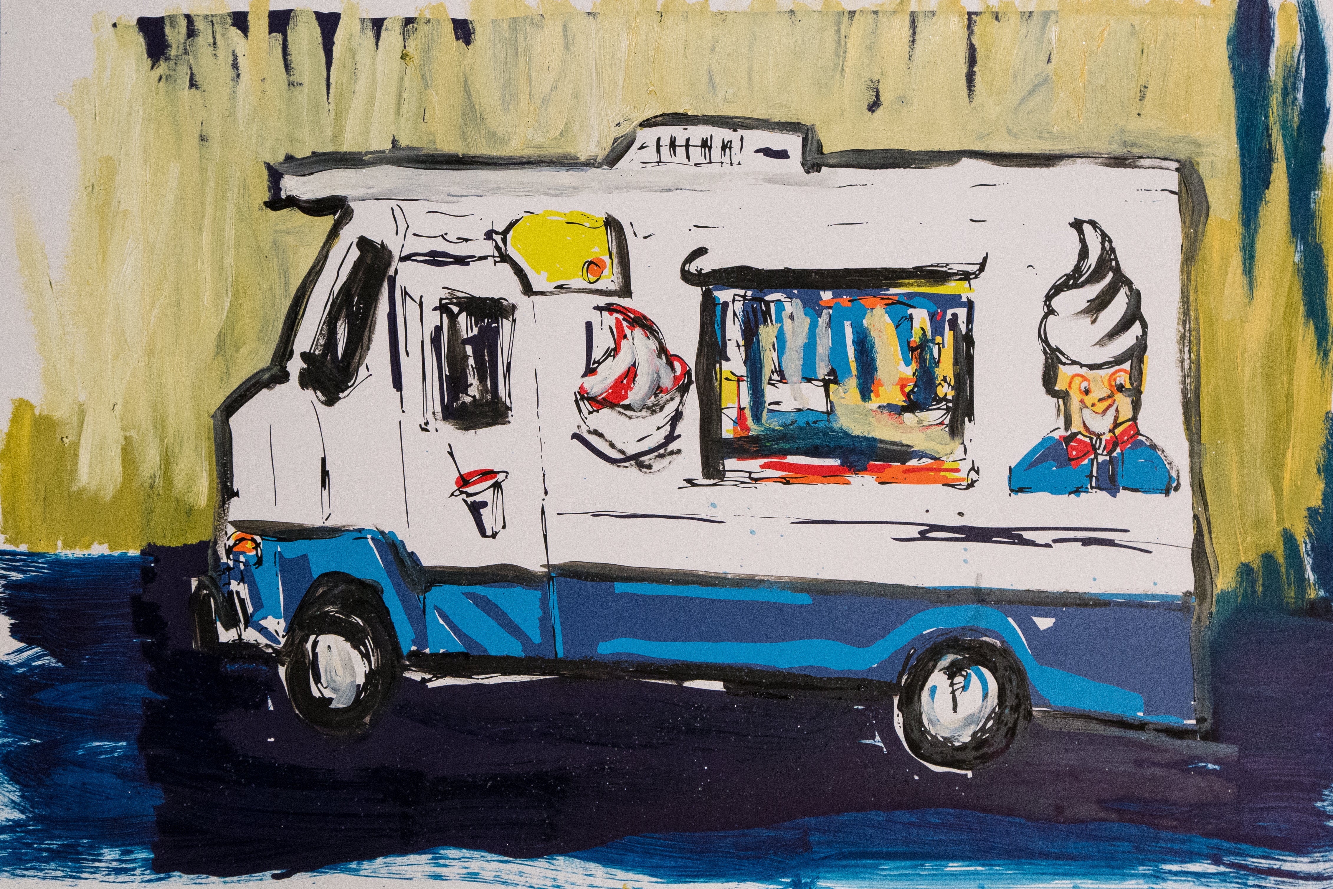 Ice high quality Cream Truck original watercolor painting